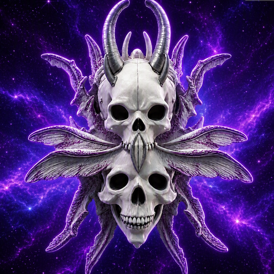 Horned Double-Skull & Winged Crest Silicone Mold for Resin Art