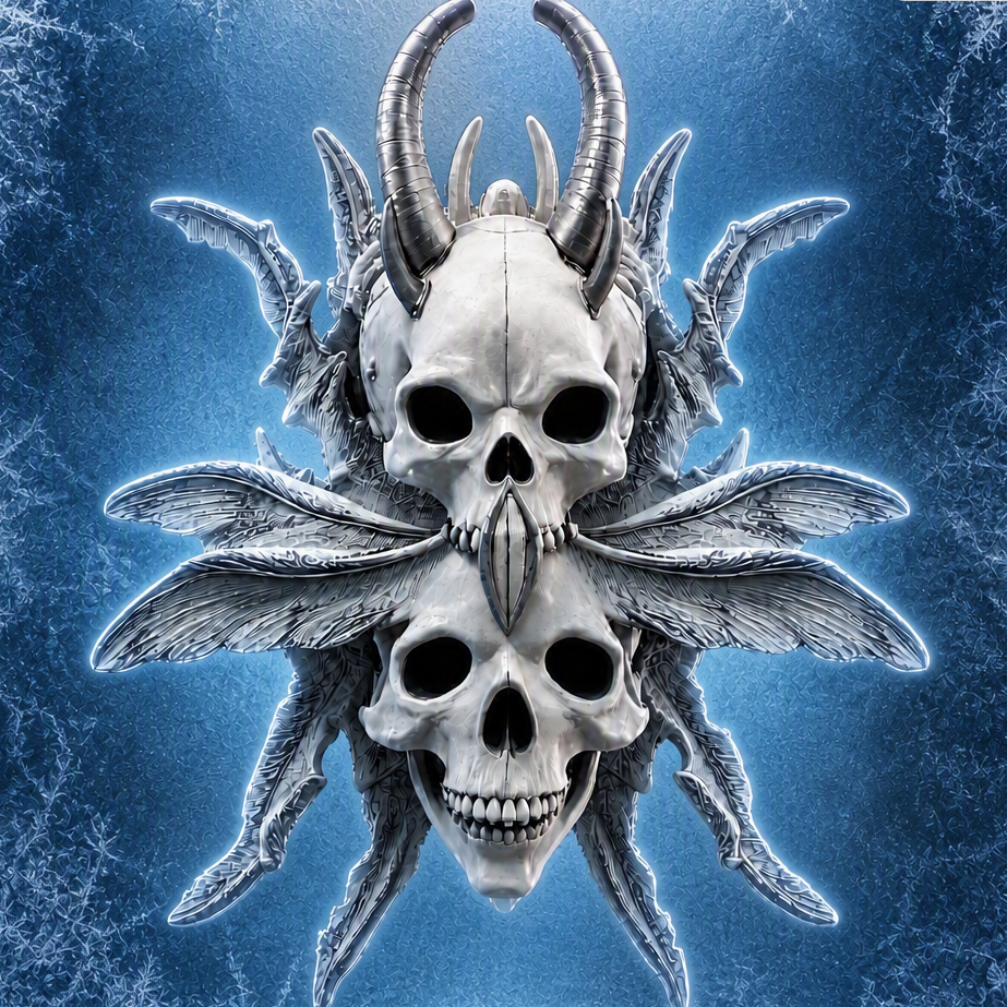 Horned Double-Skull & Winged Crest Silicone Mold for Resin Art
