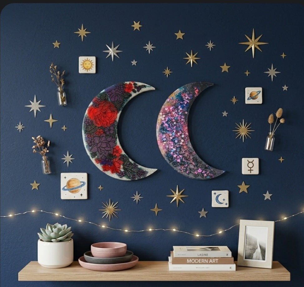Custom Handmade Resin Crescent Moon Wall Art (Made to Order)