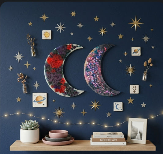 Custom Handmade Resin Crescent Moon Wall Art (Made to Order)