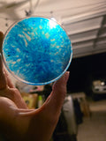The Infinite Orbit Collection: Hand-Poured Round Coaster Set with Matching Stand
