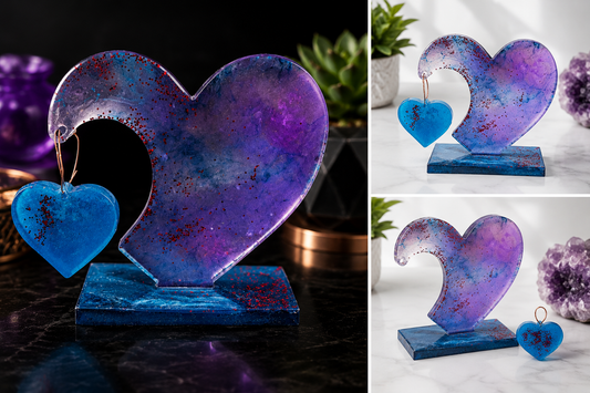 Handmade Resin Heart Standing Table Decor | Customizable Made-to-Order Centerpiece