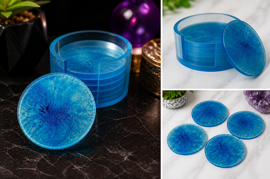 ☕ Custom Hand-Poured Coaster & Holder Sets