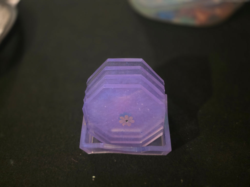 The Hexagonal: Collection: Hand-Poured Coaster Set with Matching Stand