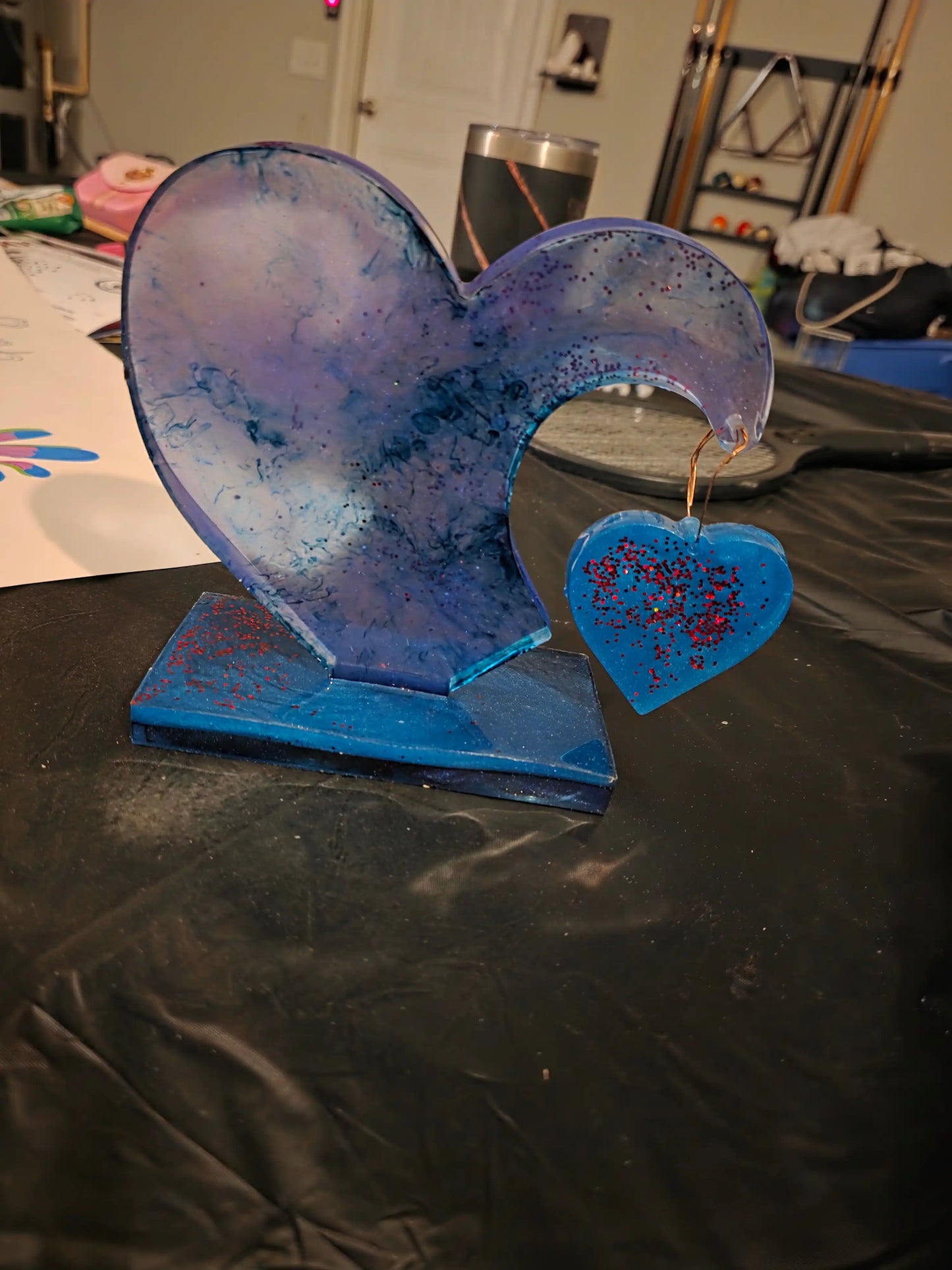 Handmade Resin Heart Standing Table Decor | Customizable Made-to-Order Centerpiece