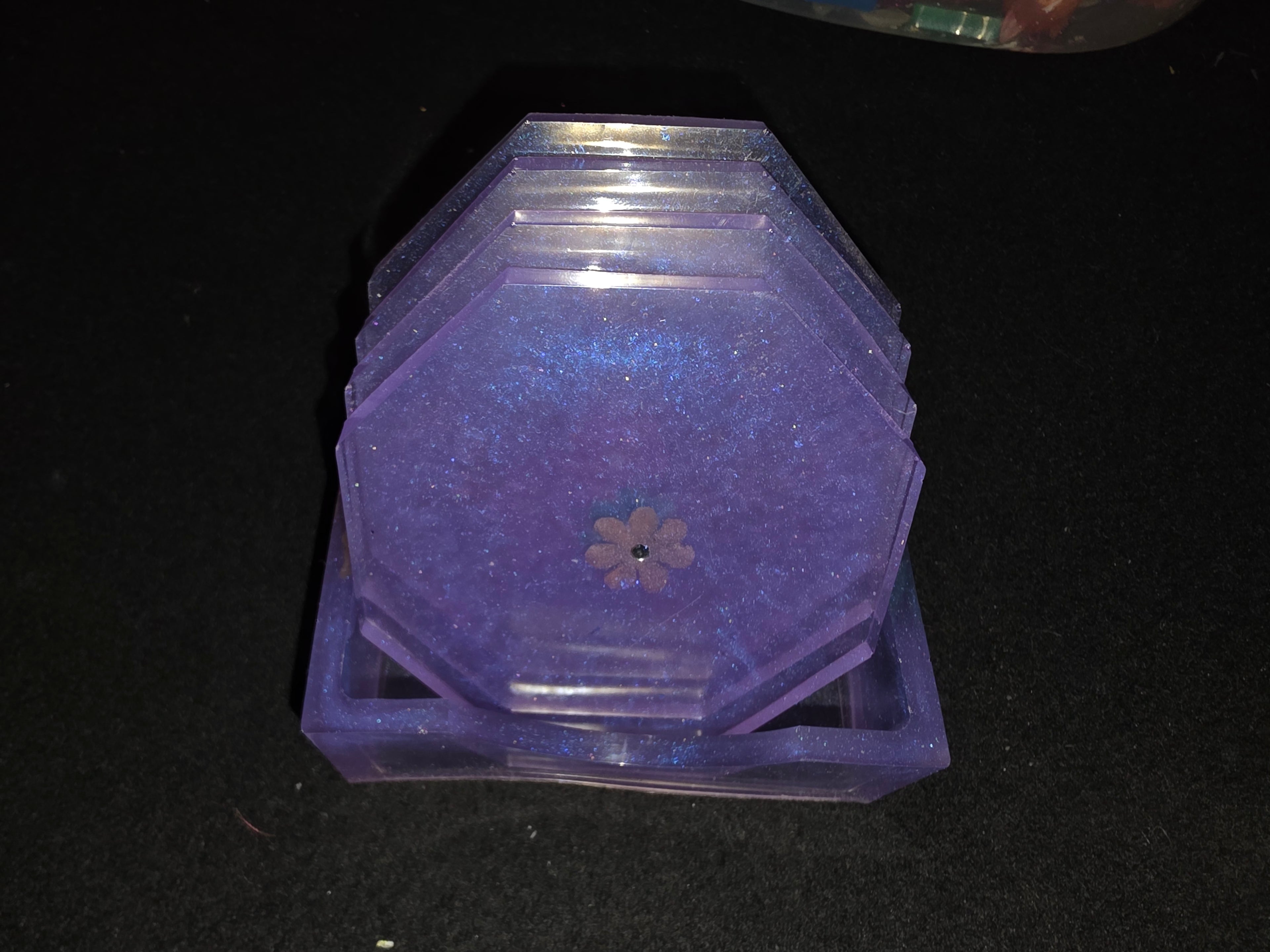 The Hexagonal: Collection: Hand-Poured Coaster Set with Matching Stand