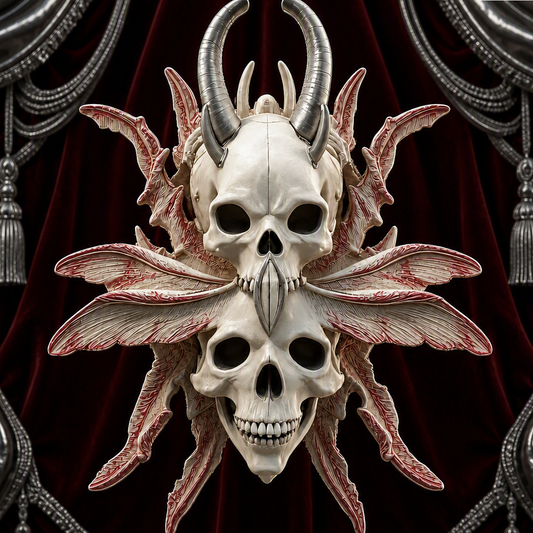 Horned Double-Skull & Winged Crest Silicone Mold for Resin Art