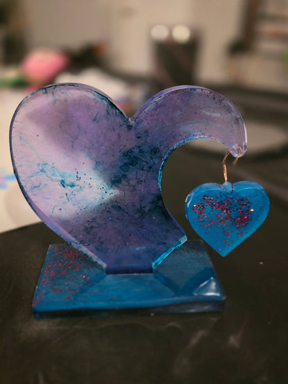Handmade Resin Heart Standing Table Decor | Customizable Made-to-Order Centerpiece