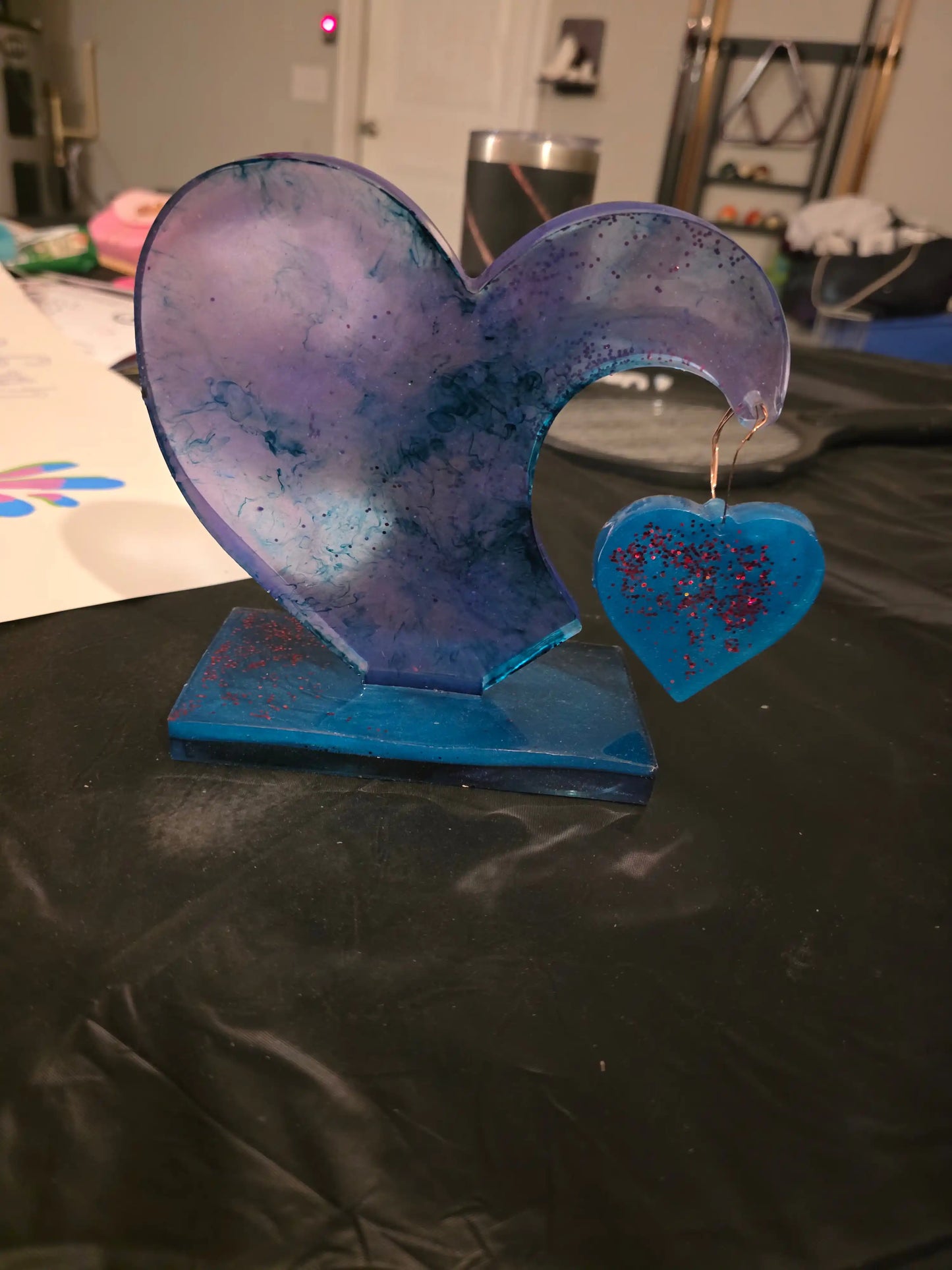 Handmade Resin Heart Standing Table Decor | Customizable Made-to-Order Centerpiece