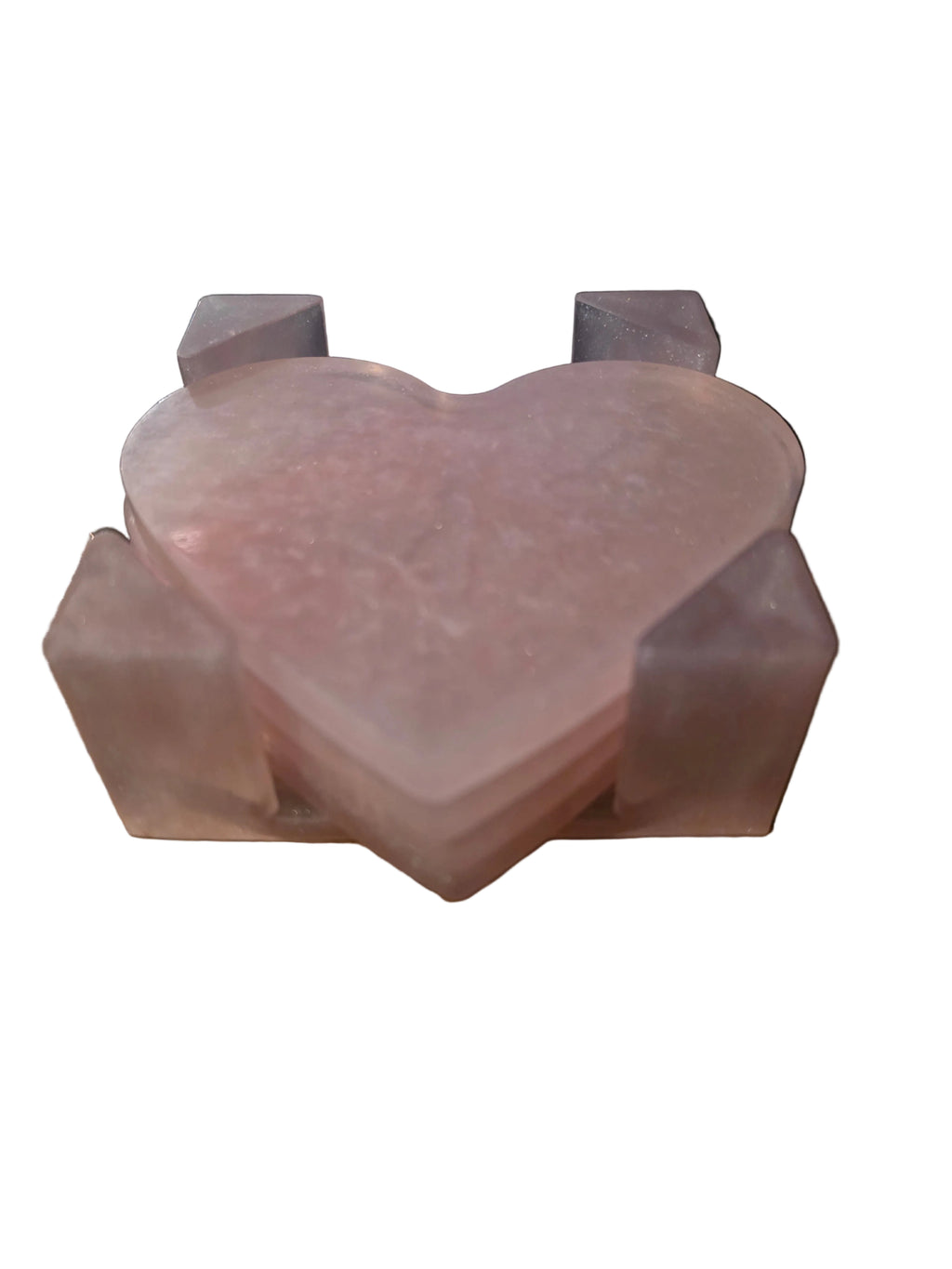 The Eternal Embers: Hand-Poured Heart Coaster Set with Matching Stand