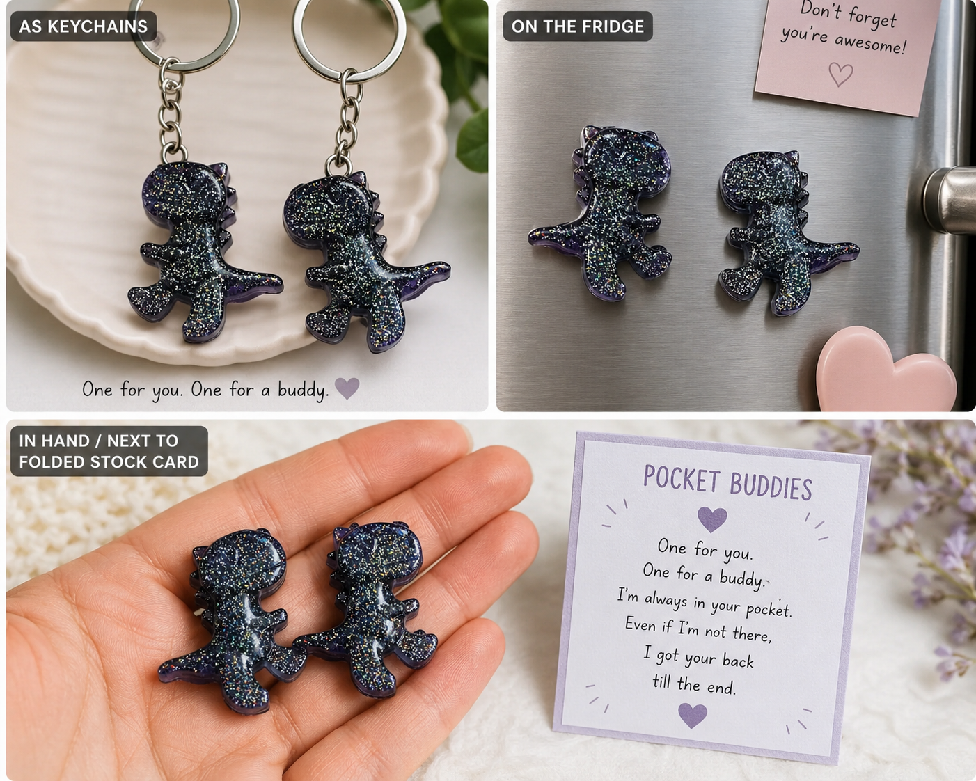 🦖 The Dinosaur Pocket Buddies™ — Handcrafted Mini Emotional Support Companions (Made to Order)