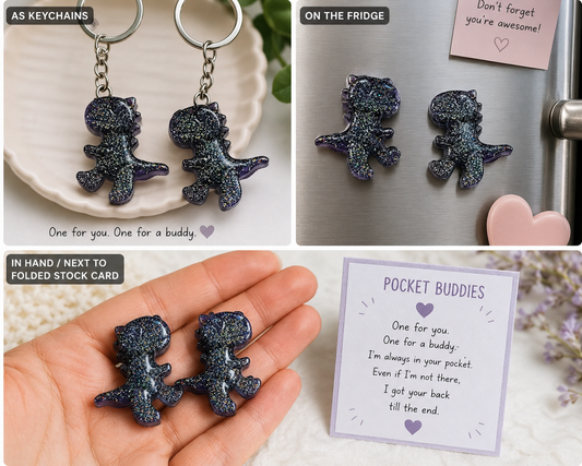 🦖 The Dinosaur Pocket Buddies™ — Handcrafted Mini Emotional Support Companions (Made to Order)