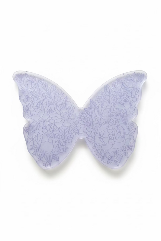 Iridescent butterfly wings on a dark fabric background
